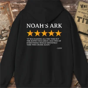 Noah’s Ark Review by a Lion Hoodie, Back Print