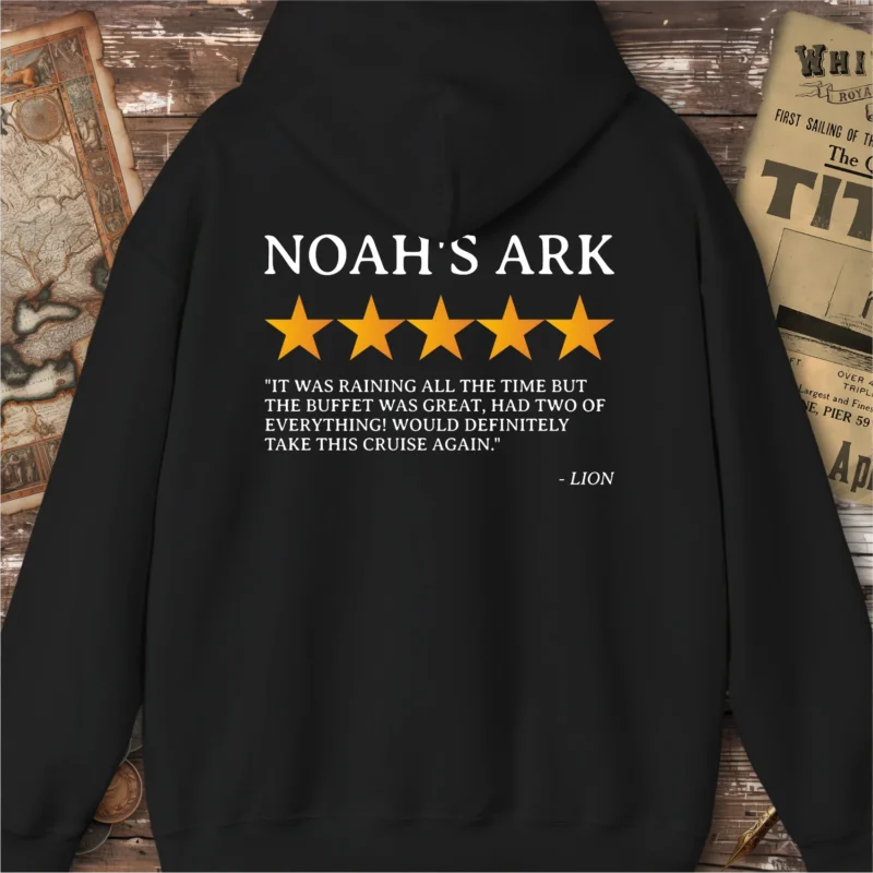Noah’s Ark Review by a Lion Hoodie, Back Print