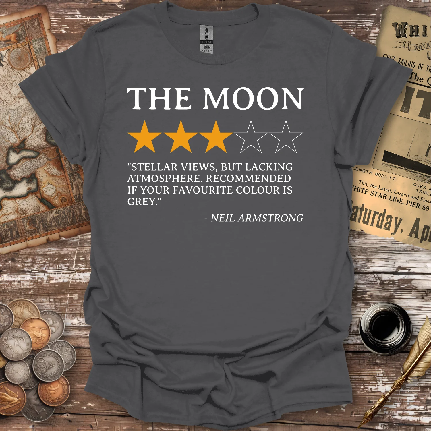The Moon Review By Neil Armstrong T-shirt