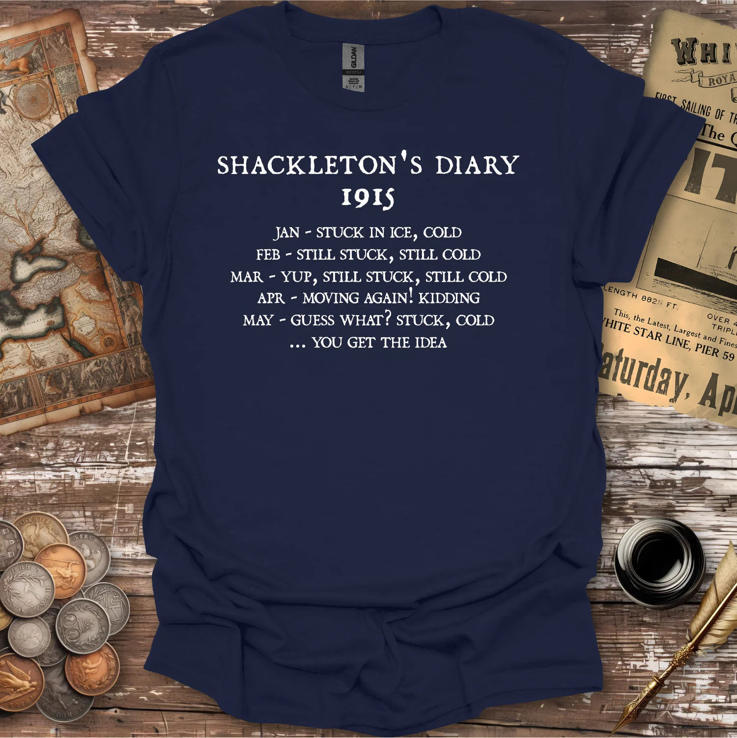 Shackelton's Diary 1915 T-shirt