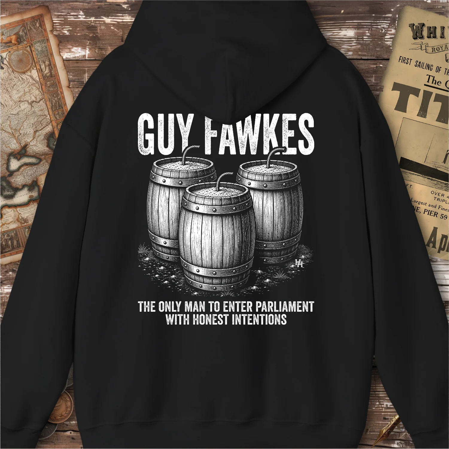 Guy Fawkes Honest Intentions Hoodie, Back Print