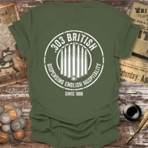 Back Print, .303 British Dispensing English Hospitality T-shirt