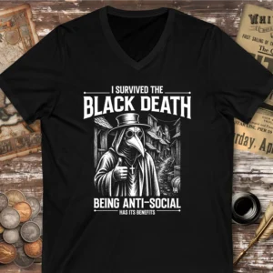 The Black Death Anti-social V-neck T-shirt