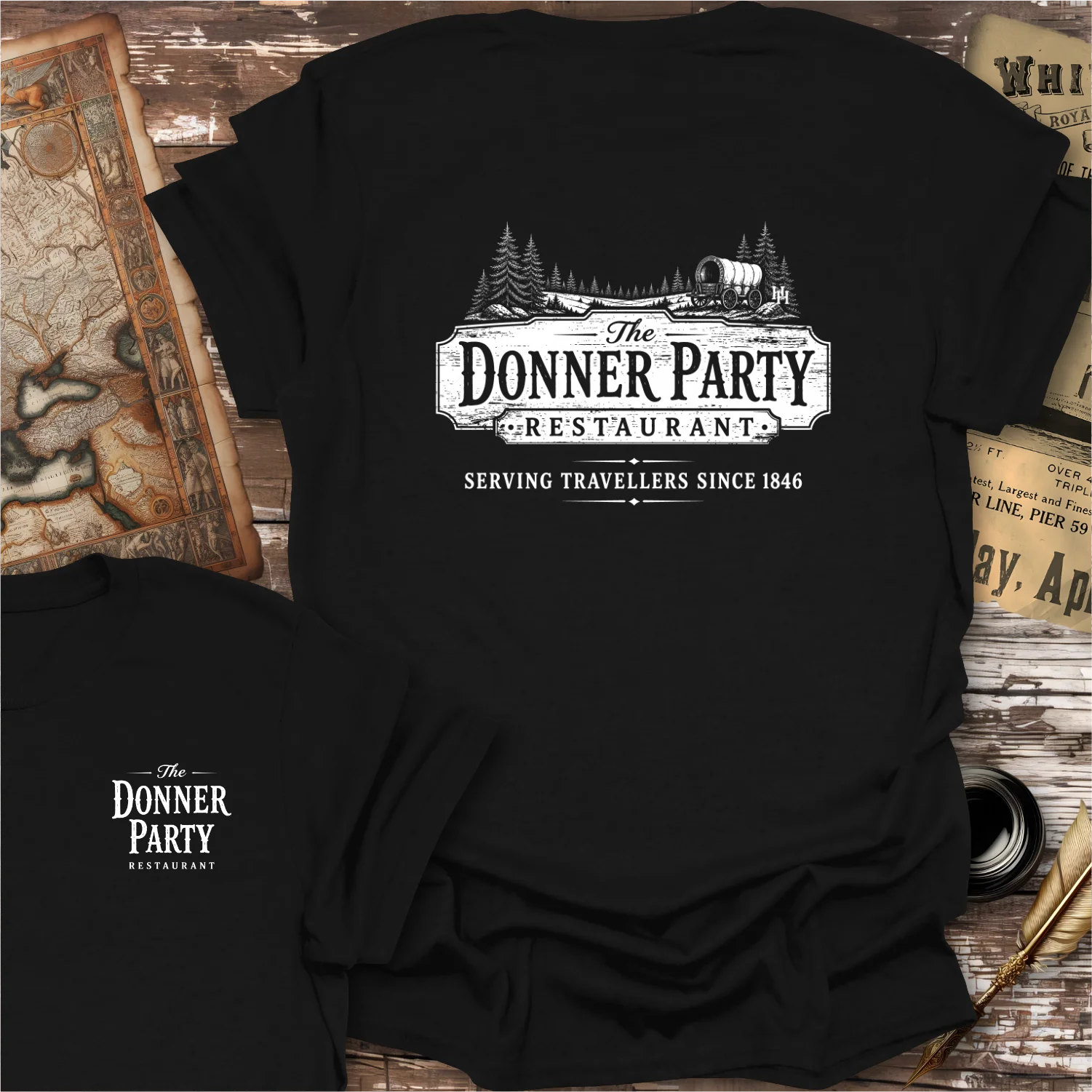 Back With Pocket Print, The Donner Party Restaurant T-shirt